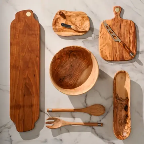 Berard France Olive Wood Handcrafted Butter Dish & Knife image {4}