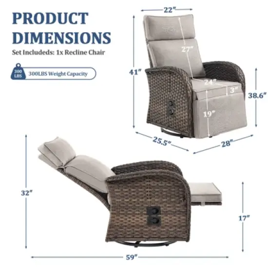 Versatile Outdoor Recliner Swivel Chair image {1}