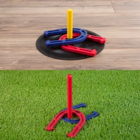 Toy Time Rubber Horseshoes Game Set - Red and Blue image {2}