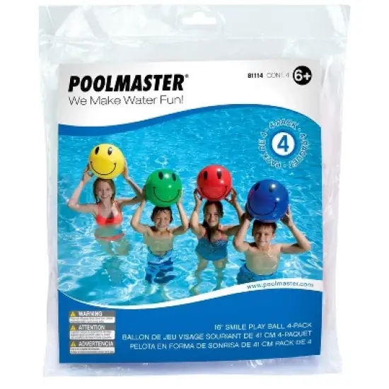 Poolmaster 16" Smile Play Beach Balls - 4pk image {8}