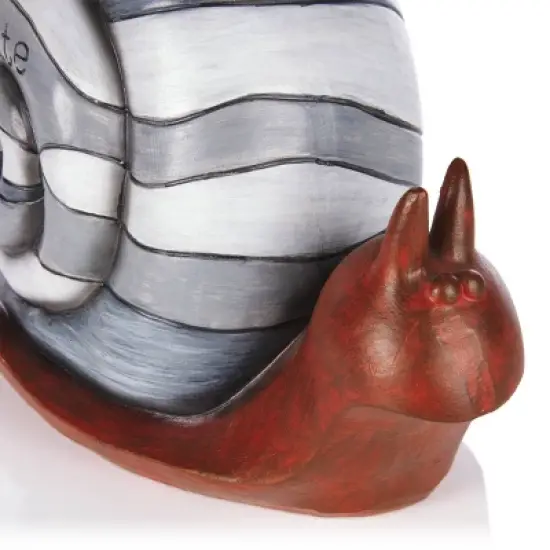 7" "Create" Snail Statue with Solar-Powered LED Light Heathered Gray/White/Copper - Alpine Corporation image {4}