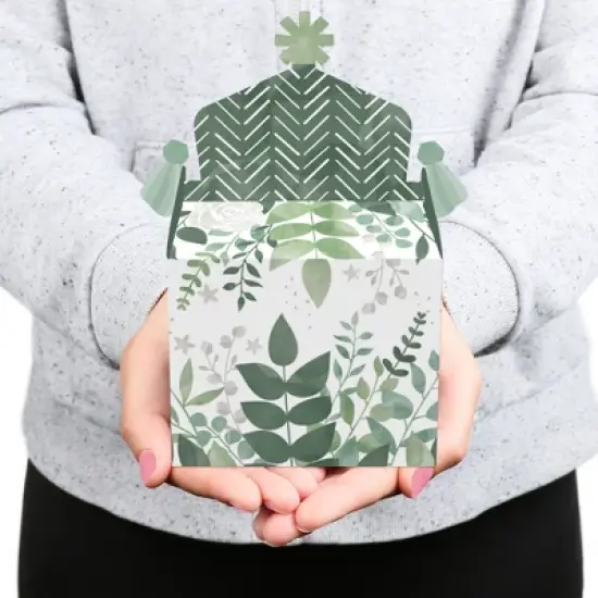 Big Dot of Happiness Boho Botanical - Treat Box Party Favors - Greenery Party Goodie Gable Boxes - Set of 12 image {6}