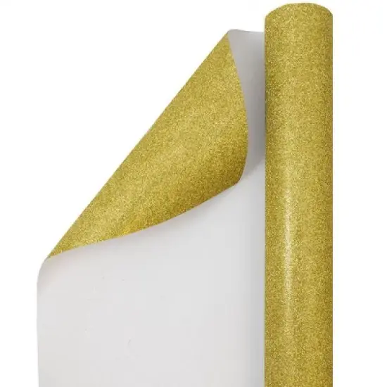 JAM PAPER Gold Glitter Gift Wrapping Paper Roll - 1 pack of 25 Sq. Ft.: Christmas & Birthday Gift Wrap, Paper Gold Stars image {5}