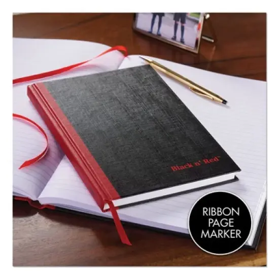 Black n' Red Hardcover Casebound Notebooks, SCRIBZEE Compatible, 1-Subject, Wide/Legal Rule, Black Cover, (96) 11.75 x 8.25 Sheets image {1}