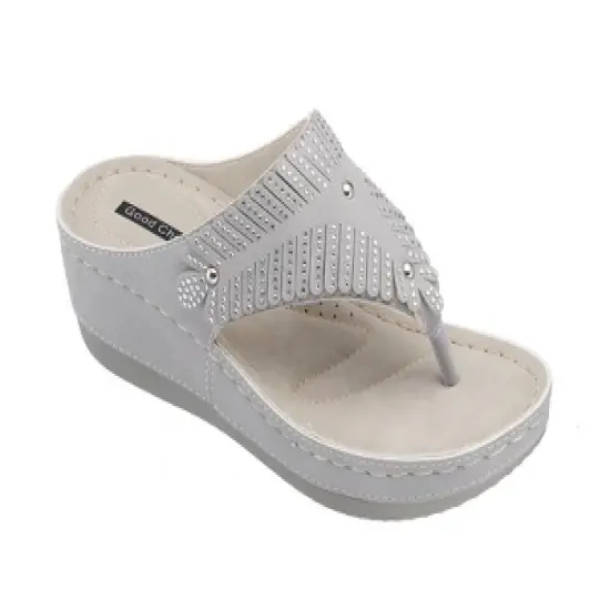 GC Shoes Virginia Embellished Comfort Slide Wedge Sandals image {6}