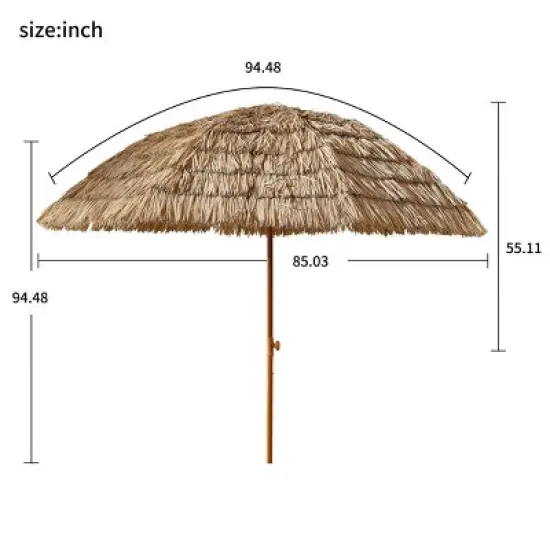 Gulches 8' Thatch Patio Umbrella Tropical Palapa Raffia Hut Hawaiian Hula Beach Umbrella,Straw umbrella image {3}