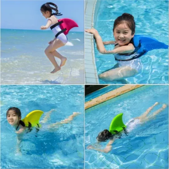 KEKE Back Float Swim Fin Trainer with Elastic Strap, Wearable Shark Fin Swim Float, Buoyancy Foam for Kids Children Toddler Swimming Safety, Purple image {2}