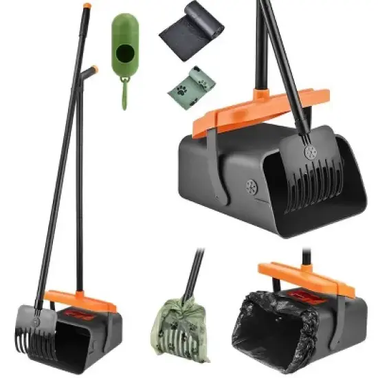 Pooper Scooper Kit Dog Poop Rake & Swiveling Bin Poop Heavy Duty Pick Up Tool with Extra Long Handle 35 Waste Bags Dispenser image {14}