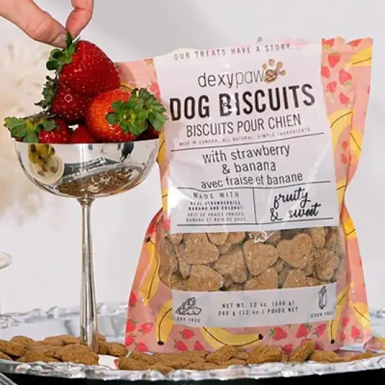 Dexypaws Strawberry, Banana & Coconut Dog Biscuits 12oz - Natural Pet Treats image {6}