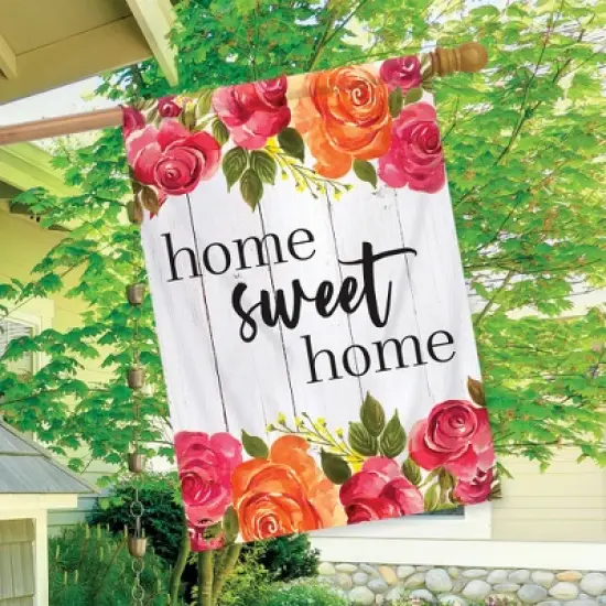 Farmhouse Home Sweet Home Spring House Flag Roses 28" x 40" Briarwood Lane image {2}