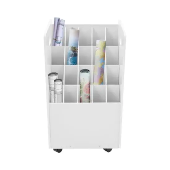 YIYIBYUS 20-slot Roll File Organizer, Movable File Storage Cart, Roll Document Holder image {6}