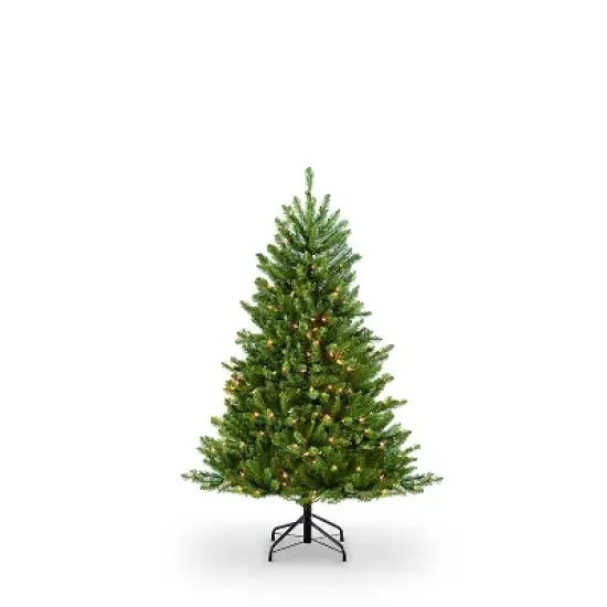 Puleo 4.5ft Pre-lit Forest Fir Artificial Christmas Tree: Hinged Branches, 250 Clear Lights, Indoor Use, Includes Stand image {2}