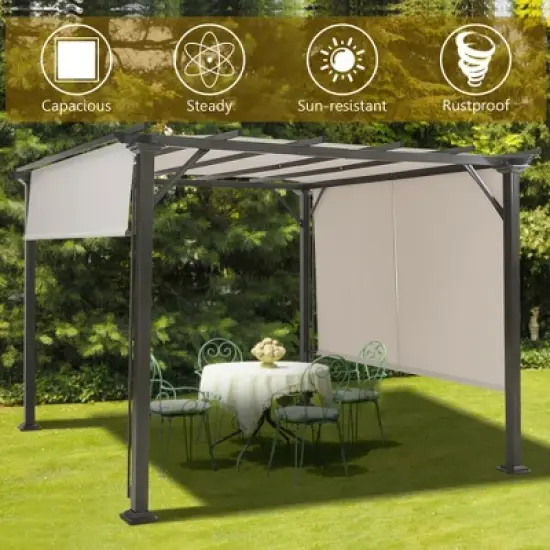 Costway 10' X 10' Pergola Kit Metal Frame Gazebo &Canopy Cover Patio Furniture Shelter image {7}