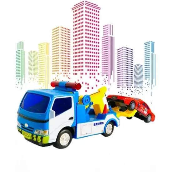 Big Daddy Police Wrecker Truck and Toy Car Combo Set Tow Truck Toy Includes A Tire Plate for Safe Towing image {1}