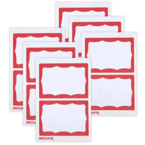 SICURIX Adhesive Badges, Red Border, 100 Per Pack, 6 Packs image {6}