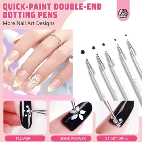 Saviland Pro Dot Emboss System: 5-Pc Double-Ended Transfer Pens w/Multi-Size Tips - Salon Pattern Art Essentials. image {4}