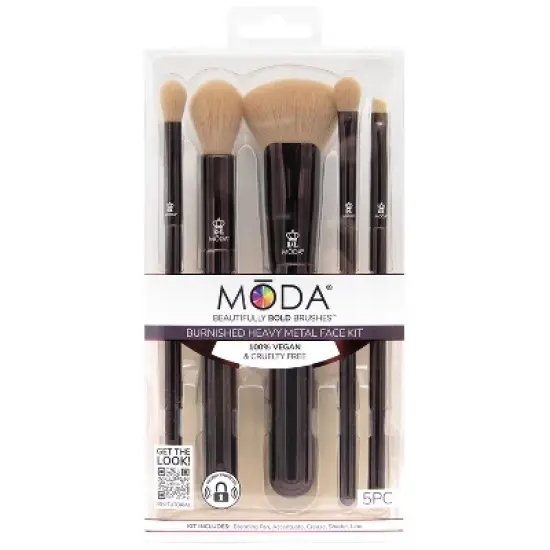MODA Brush Metallic Heavy Metal Face Makeup Brush Set, Burnished- 5pc image {5}