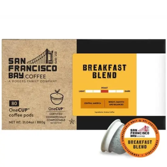 San Francisco Bay Coffee Breakfast Blend Light Roast Coffee - 80ct image {4}