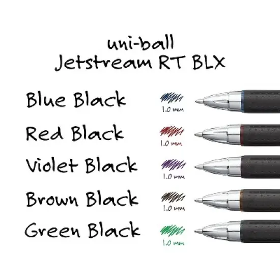 uni-ball Jetstream RT BLX Retractable Rollerball Pen Bold Point Assorted Colors 5/pk (1858851) image {5}