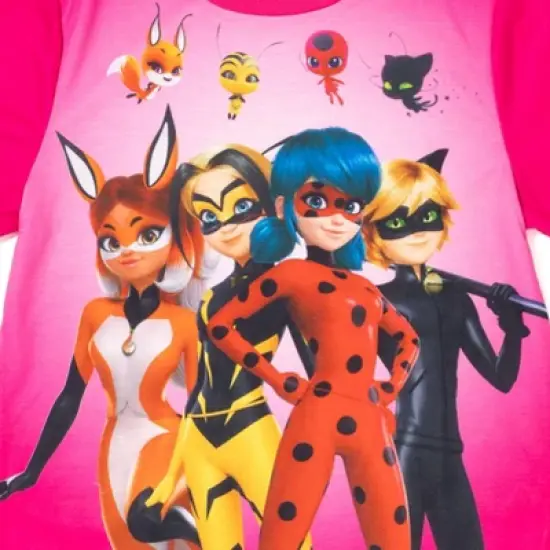 Miraculous Vesperia Rena Rouge Cat Noir Girls Pajama Shirt and Shorts Sleep Set Little Kid to Big Kid image {3}