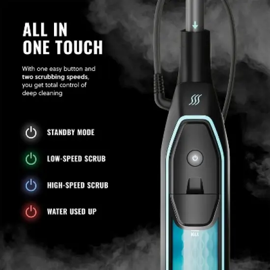 PurSteam ScrubMaster Steam Mop with Dual Scrubbing Head, LED Headlights, Adjustable Steam Control, Anti-Slip Swivel Head, Cable Holder & Upright Lock image {10}