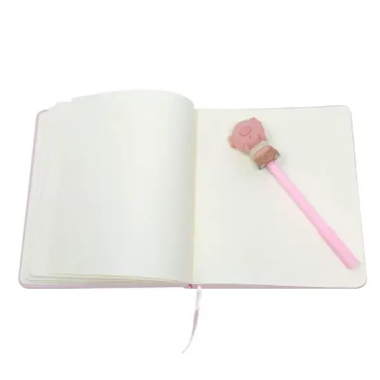 Wrapables Cute Notebook Gel Pen Set, Diary Journal Gift Set, Pink Piggy image {11}