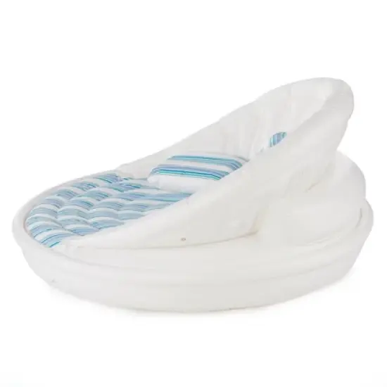 Swimline Solstice Aqua Sofa 2 to 3 Person Inflatable Pool Lounger Couch Float Raft w/Instaflate System & Throw Pillows for Kids & Adults, Blue/White image {2}