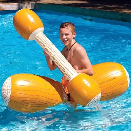 Swimline 4-pc Inflatable Log Flume Swimming Pool Jousting Set - Brown/White image {2}