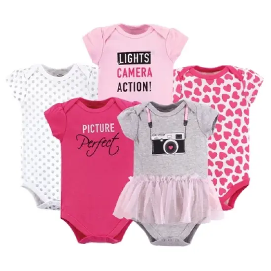 Little Treasure Baby Girl Cotton Bodysuits 5pk, Camera image {6}