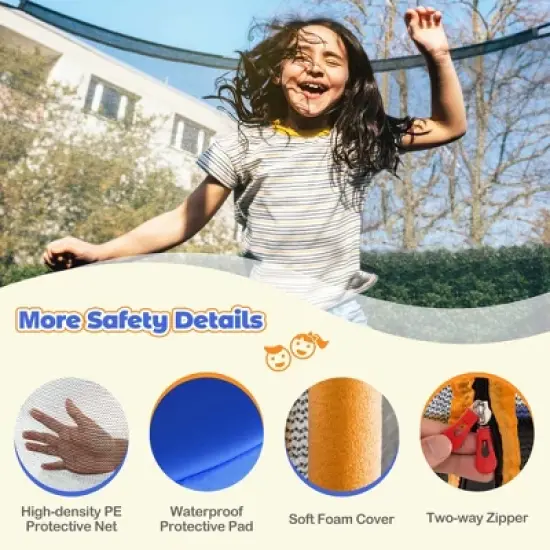 Costway 48" Toddler Trampoline for Kids with Safety Enclosure Net Heavy-duty Frame Orange/Yellow image {2}