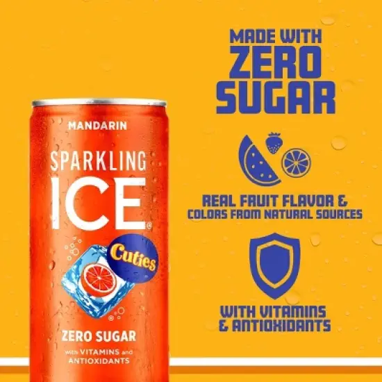 Sparkling ICE Cuties Mandarin Sparkling Water - 10pk/7.5 fl oz Mini Cans image {2}