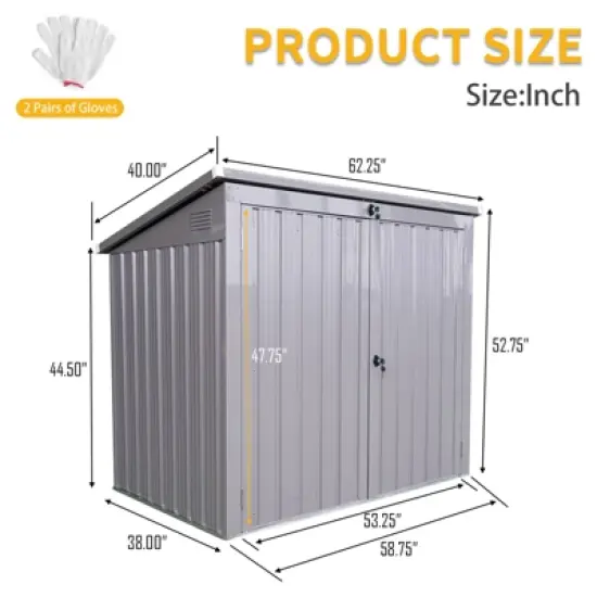 Gulches Garbage Bin Shed Stores 2 Trash Cans Metal Outdoor Bin Shed for Garbage Storage,Stainless Galvanized Steel, Bin Shed for Garden Yard Lawn Gray image {6}