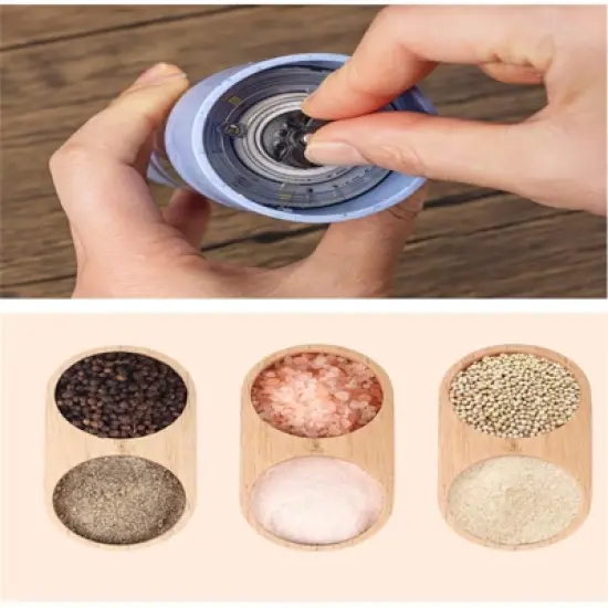 2pcs Electric Salt and Pepper Grinder Set, Automatic Shakers Mill  Powered One Hand Operation Salt Pepper Mill for Kitchen Gadgets Pink image {3}