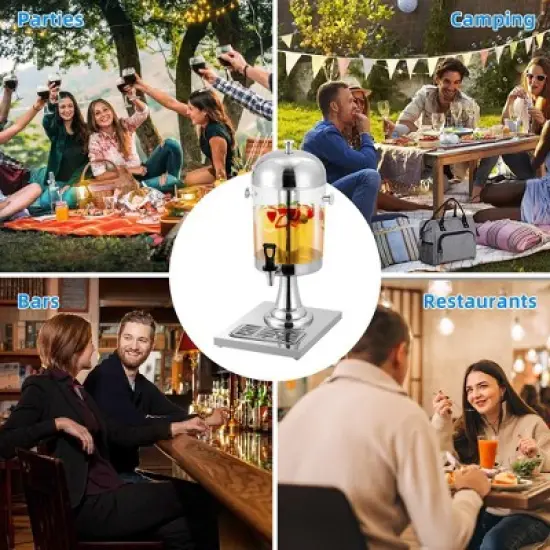 WhizMax 2.1 Gallon/8L Beverage Dispenser, Drink Dispensers with Stand, Spigot, Ice Container, Stainless Steel Water Juice Dispenser image {4}