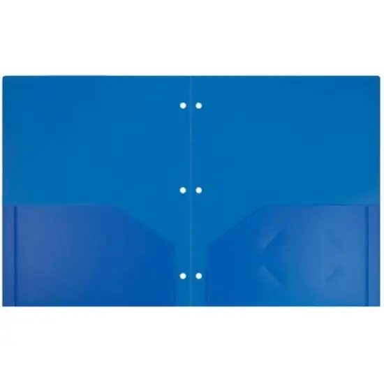 JAM 6pk 2 Pocket Heavy Duty 3 Hole Punched Plastic Folders - Blue image {1}