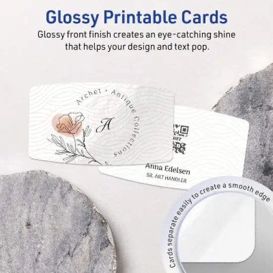 Avery Arched Business Cards, 2" x 3-1/2", Glossy White, 200 Total image {2}
