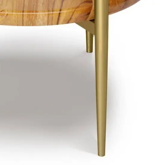 Fleetwood Round Marble and Wood Side Table White/Natural - WyndenHall image {5}