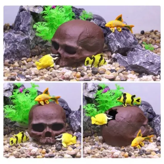 Unique Bargains Resin Aquarium Hideaway Rock Cave Fish Tank Decoration Brown 4.76''x3.62''x3.27'' image {4}