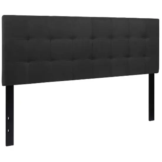 Emma and Oliver Quilted Tufted Upholstered Queen Size Headboard in Black Fabric image {2}