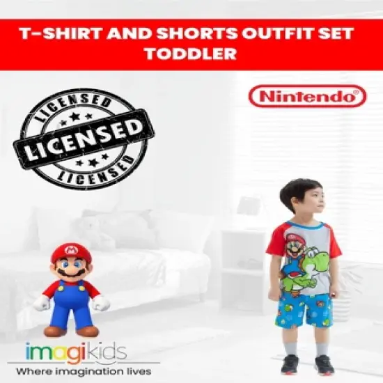 SUPER MARIO Nintendo Yoshi Mario T-Shirt and French Terry Shorts Outfit Set Toddler image {1}