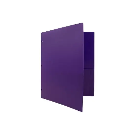 JAM Paper Heavy Duty Plastic 3 Hole Punch Two-Pocket School Folders Purple 383HHPPUA image {3}