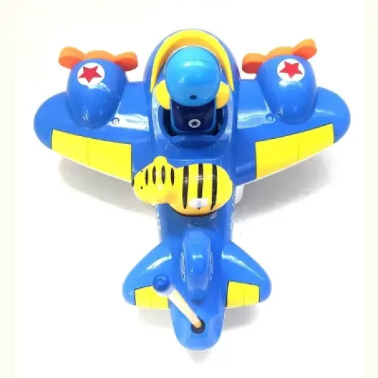 Link Cartoon RC Airplane Lightning Fast,Colorful & Bright, Honks & Plays Music Great Gift For Kids - Blue image {6}