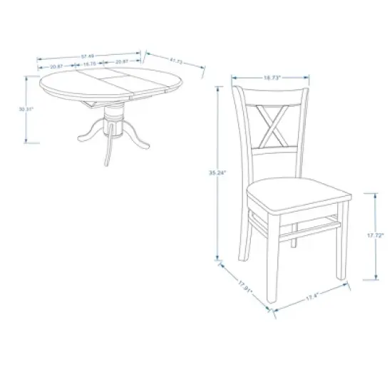 Glenwillow Home Oval Butterfly Leaf Dining Table + Cross Back Dining Chairs Dining Set image {8}