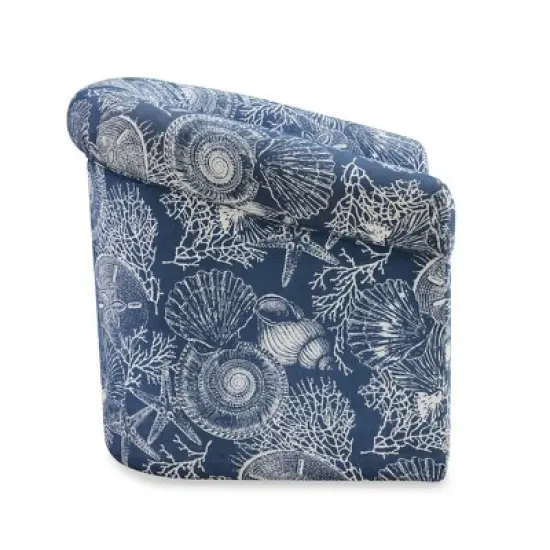 Powell Monahan Costal Roll Arm Swivel Club Chair Blue: Upholstered Polyester, No Assembly Required image {2}