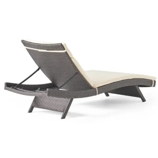 Christopher Knight Home Salem Outdoor Wicker Armless Adjustable Chaise Lounge with Cushion image {7}