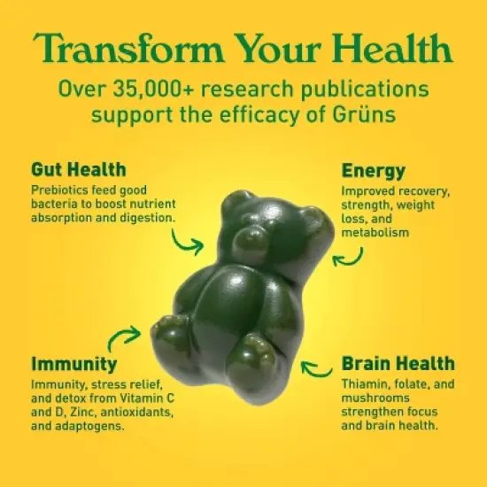 Gr&uuml;ns Adult Low Sugar Superfoods Greens Gummies - 96ct/12 Servings image {4}