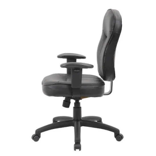 Leather Task Chair with Adjustable Arms Black - Boss Office Products image {5}