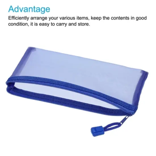 Unique Bargains Travel Office Nylon Mesh Zipper Pencil Case Storage Pockets 6 Pcs image {2}