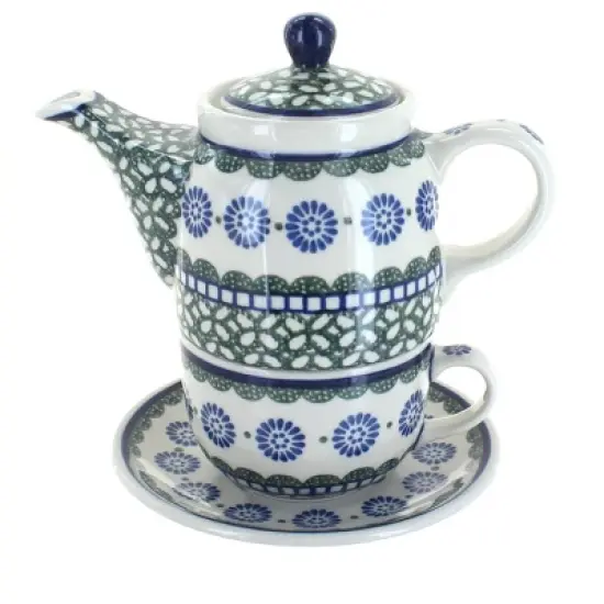 Blue Rose Polish Pottery 423 Caramika Artystyczna Tea for One image {8}