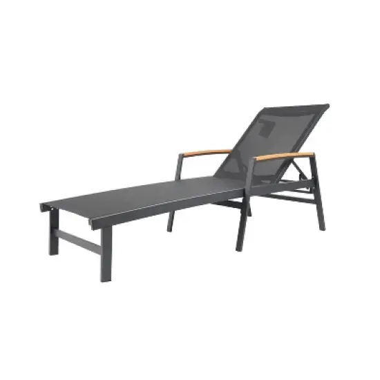 Christopher Knight Home Plantn Outdoor Modern Gray Mesh and Aluminum Adjutstable Chaise Lounge, Black/Natural image {9}